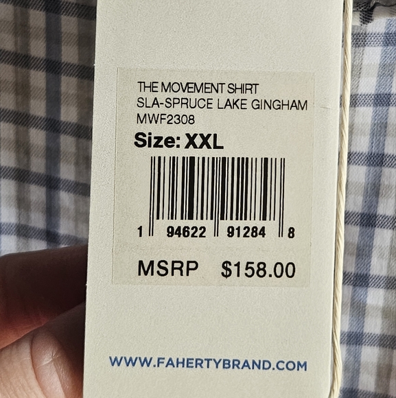 NWT Faherty Movement™ Shirt in Spruce Lake Gingham in Men's XXL - Picture 9 of 16